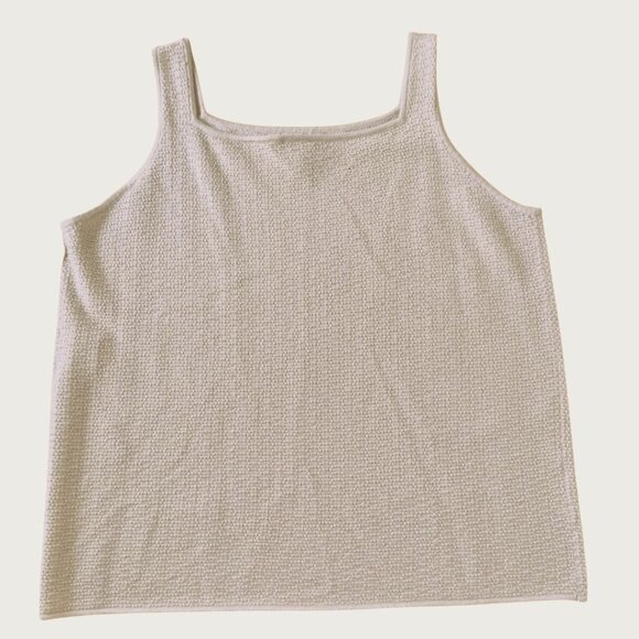 Eileen Fisher Camel Beige Knit Tank Top Size Large Merino Wool NWT Flawed - Picture 1 of 9